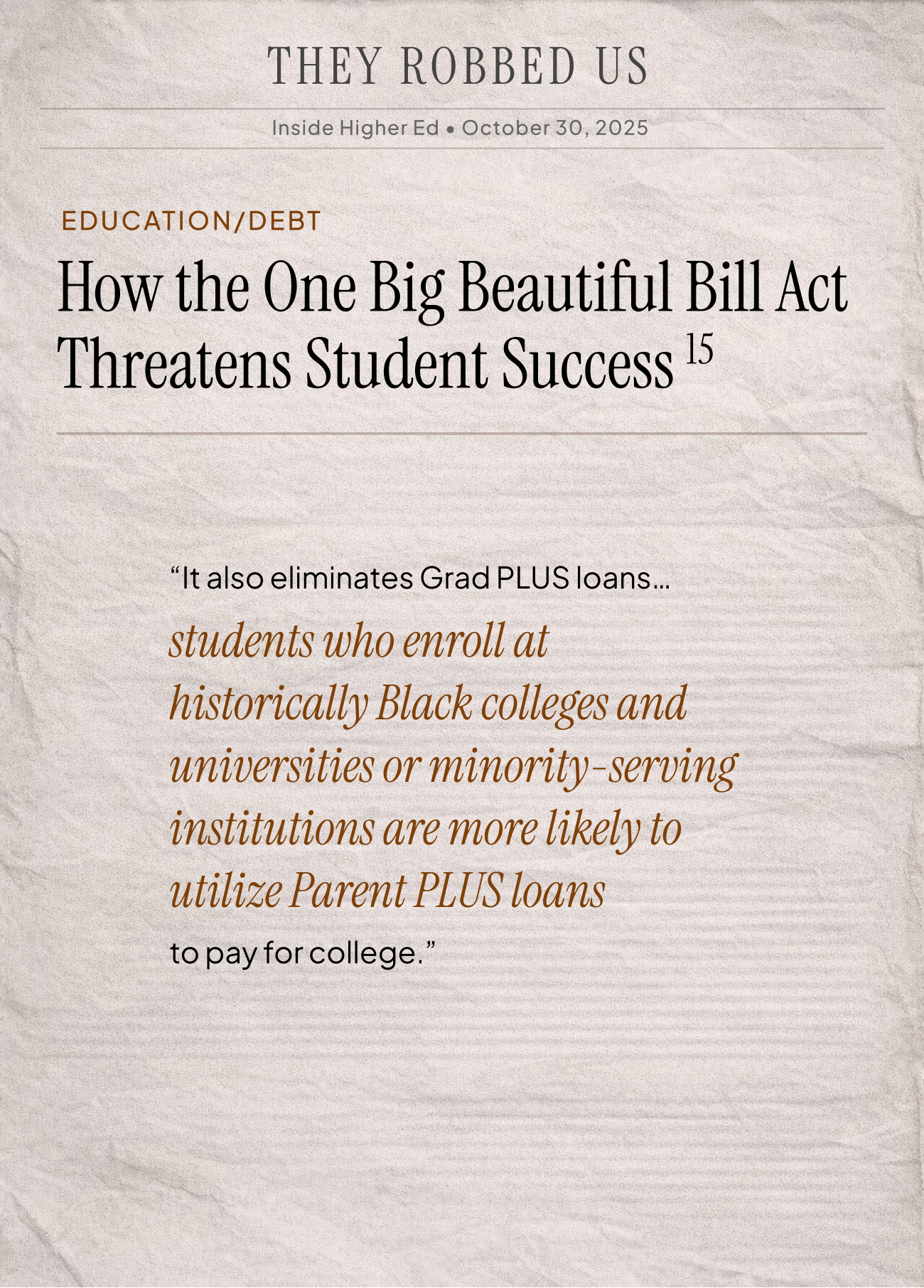 News clip: Higher education costs