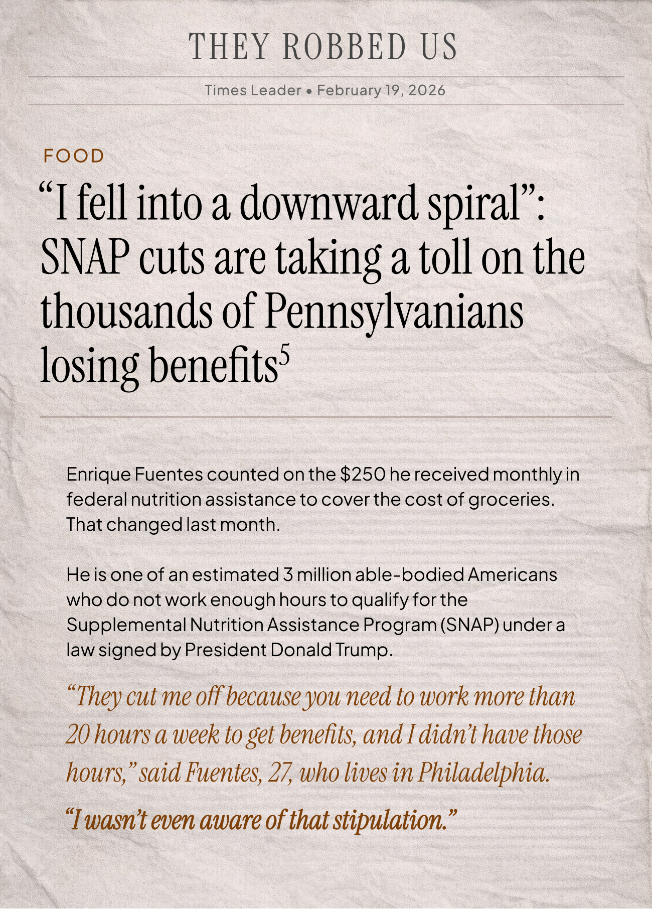 News clip: SNAP cuts