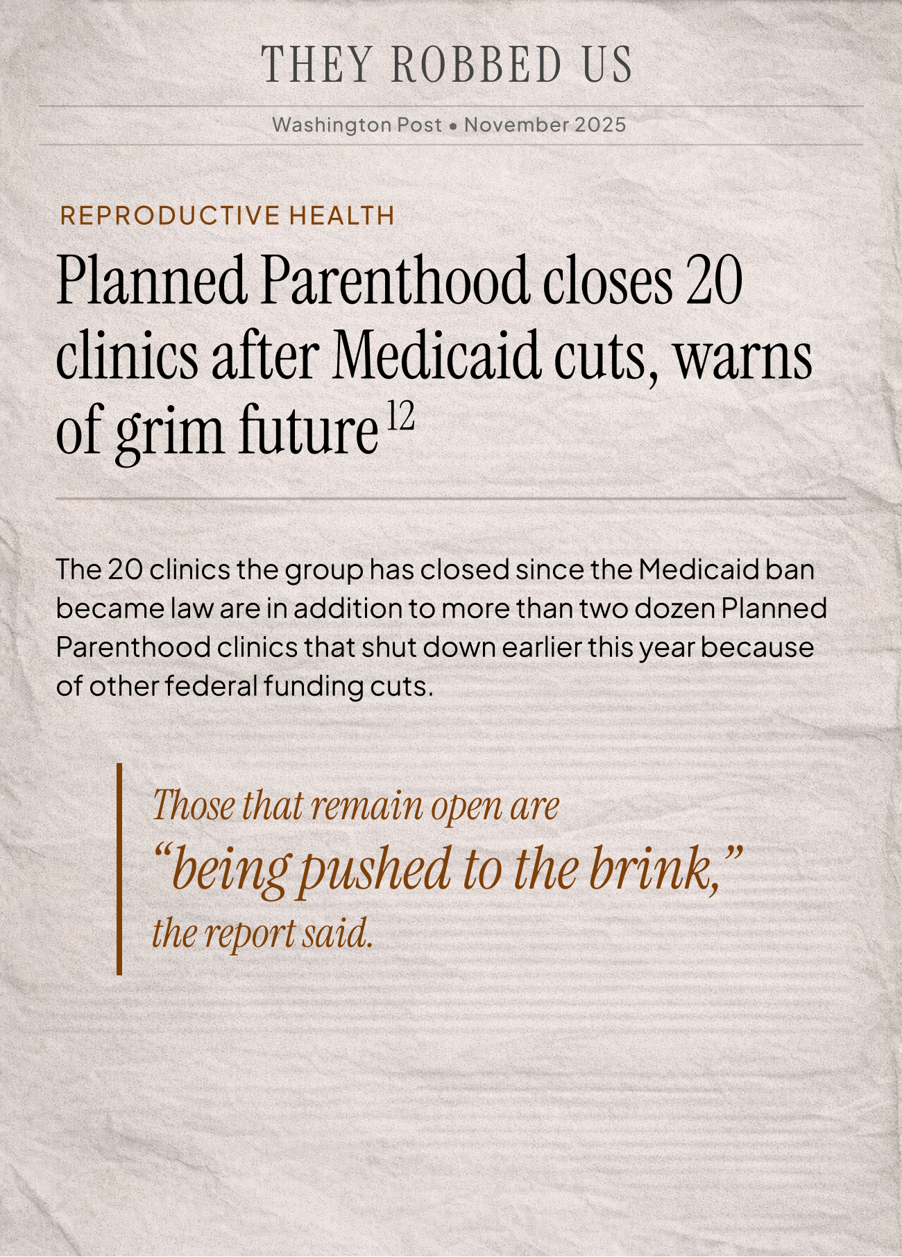 News clip: Clinic closures